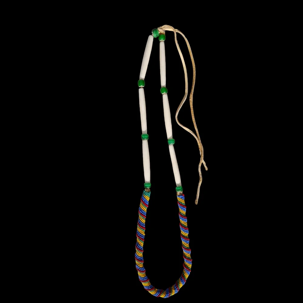 Handcrafted Bone & Beaded Necklace Tribal Boho Statement Jewelry